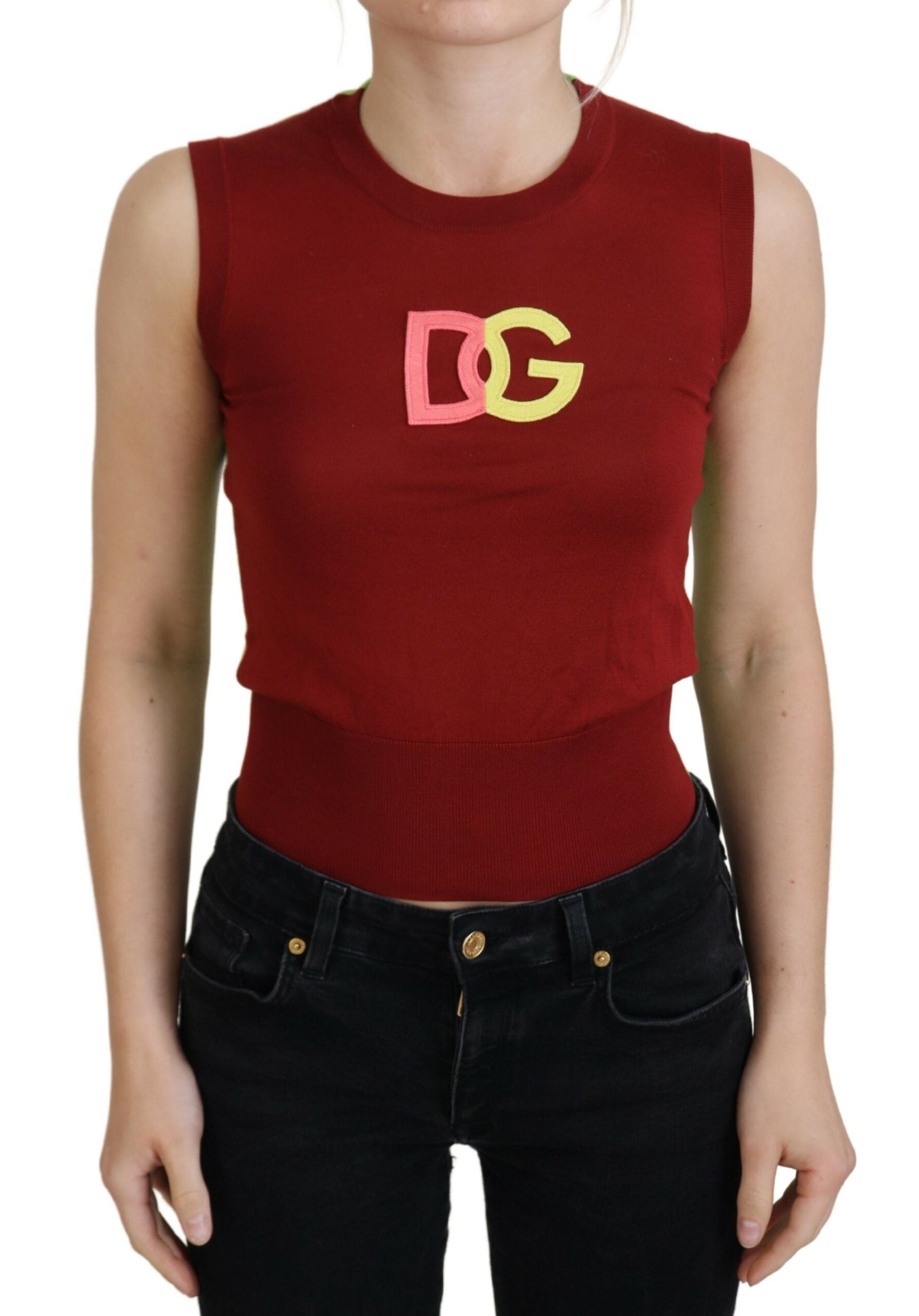 Dolce &amp; Gabbana Elegant Silk Casual Top Red Green