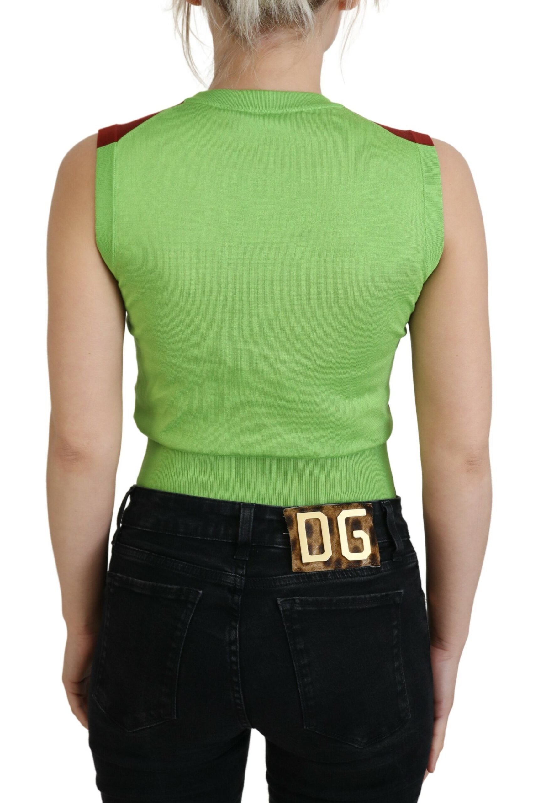 Dolce &amp; Gabbana Elegant Silk Casual Top Red Green