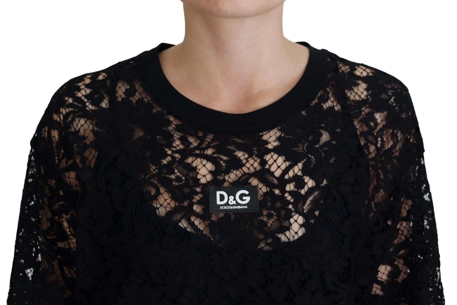 Κομψό μαύρο φλοράλ Lace Shift φόρεμα Dolce &amp; Gabbana