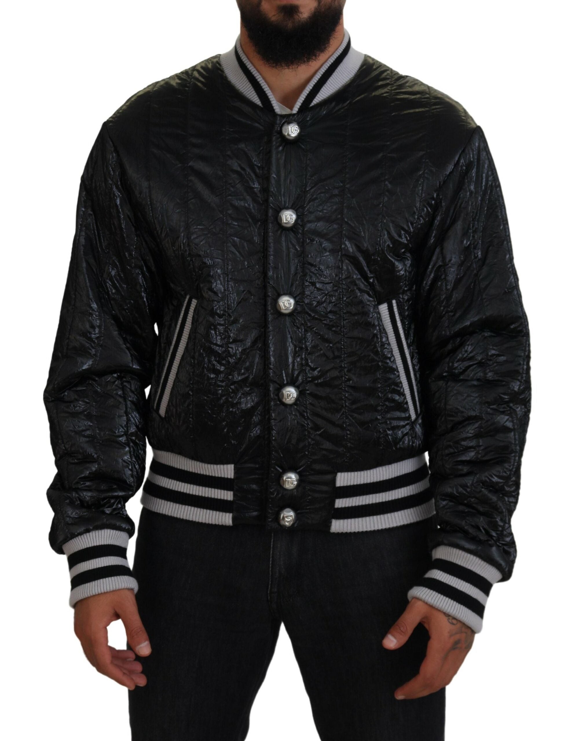 Dolce &amp; Gabbana Sleek Black Bomber Jacket