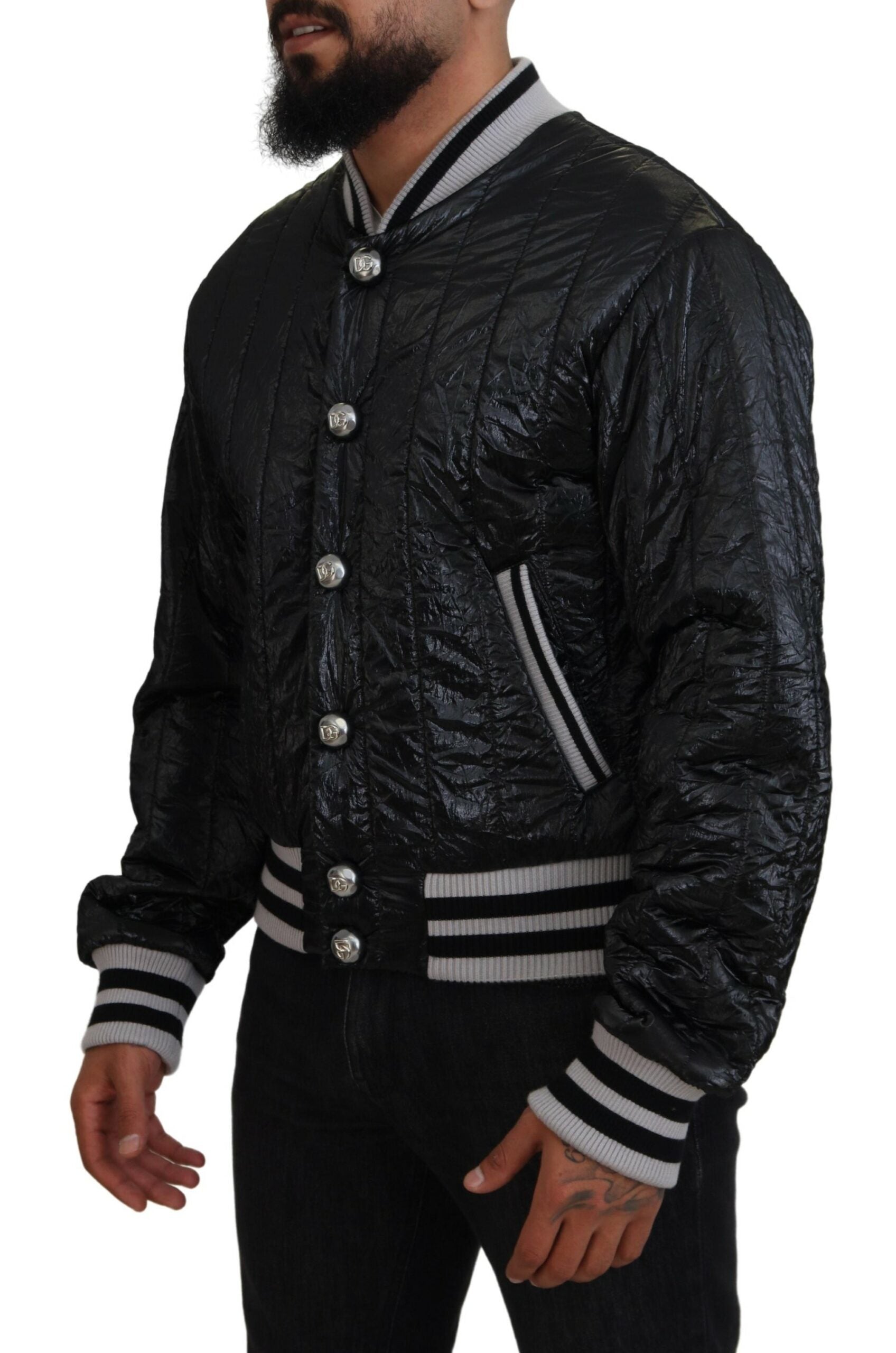 Dolce &amp; Gabbana Sleek Black Bomber Jacket