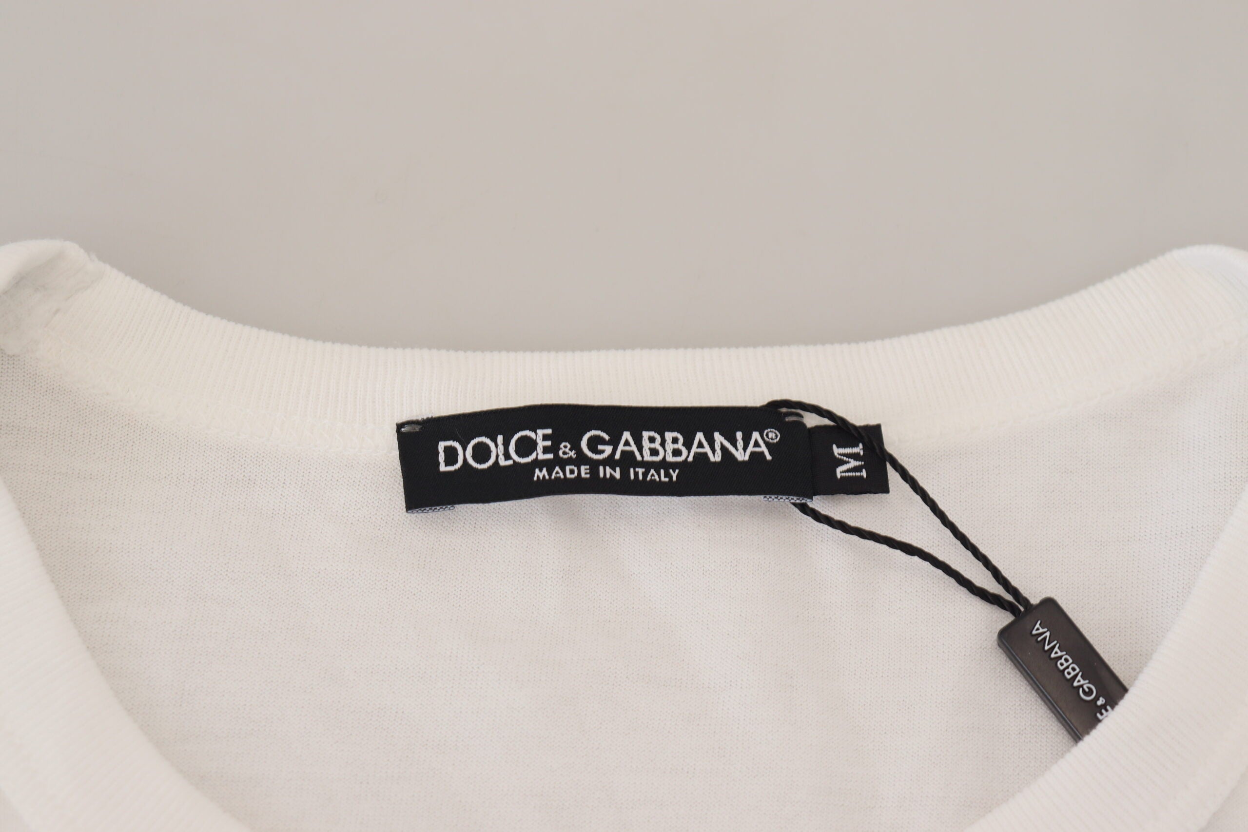 Κομψό πουλόβερ από λευκό βαμβάκι Dolce &amp; Gabbana