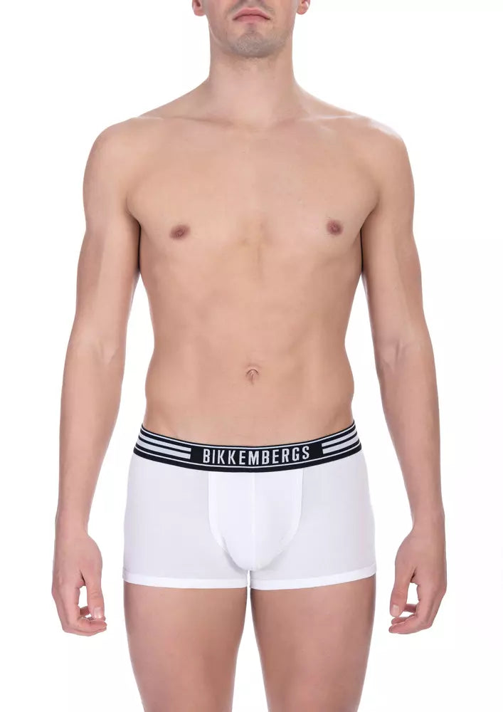 Bikkembergs White Cotton Men Underwear Trunk Twin Pack