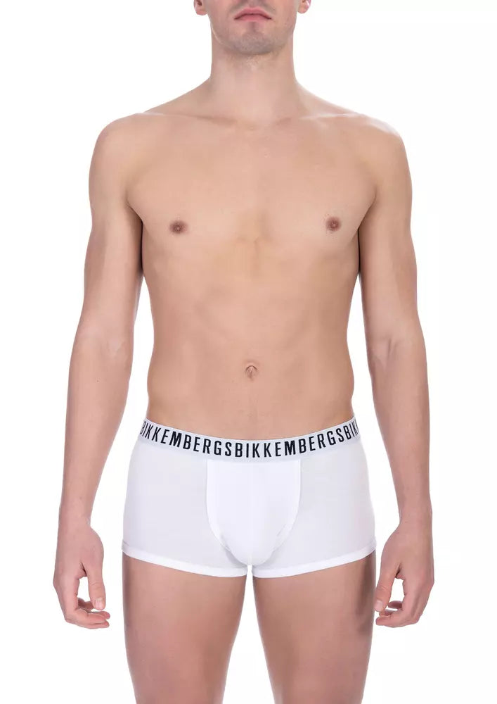 Bikkembergs White Cotton Men's Trunk Underwear