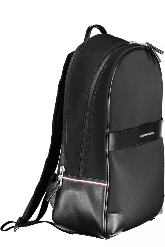 Tommy Hilfiger Sleek Urban Black Backpack with Contrasting Details