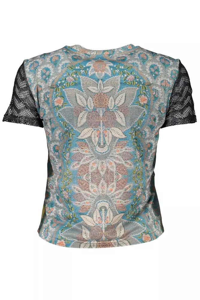 Desigual Ethereal Light Blue printed Tee με αντιθέσεις