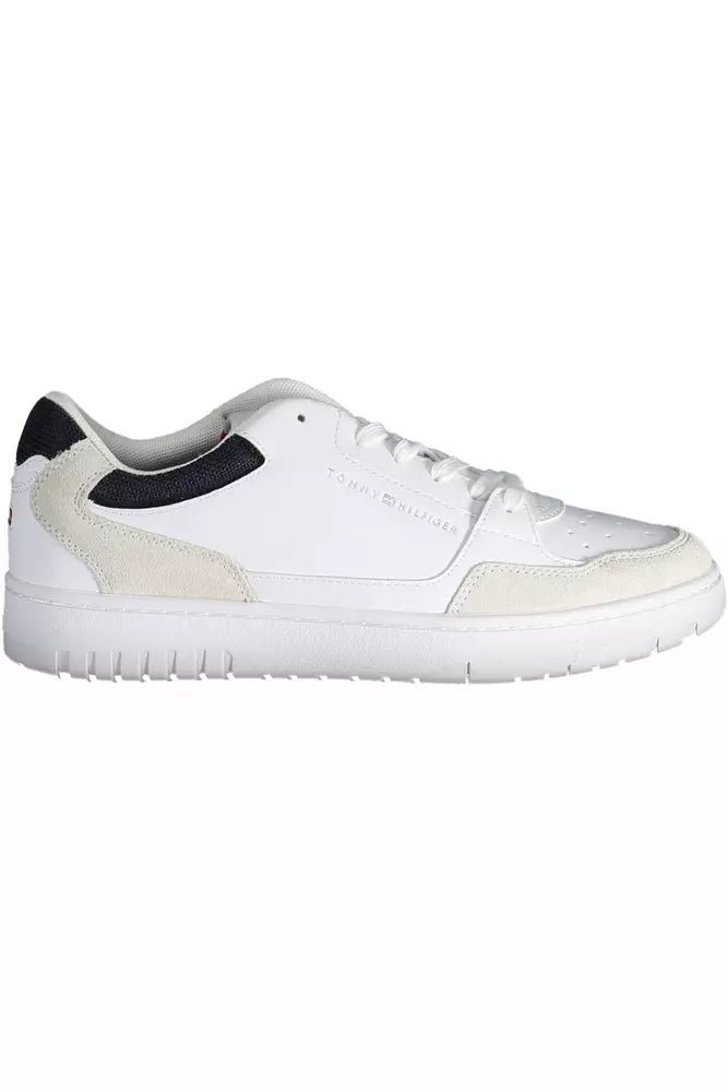 Tommy Hilfiger Sleek White Lace-Up αθλητικά παπούτσια με λεπτομέρεια λογότυπου