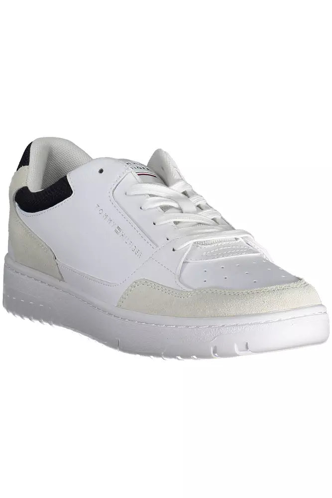 Tommy Hilfiger Sleek White Lace-Up αθλητικά παπούτσια με λεπτομέρεια λογότυπου