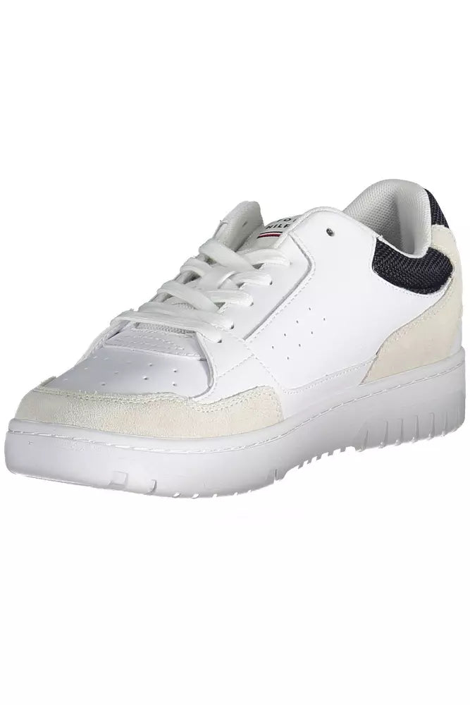 Tommy Hilfiger Sleek White Lace-Up αθλητικά παπούτσια με λεπτομέρεια λογότυπου