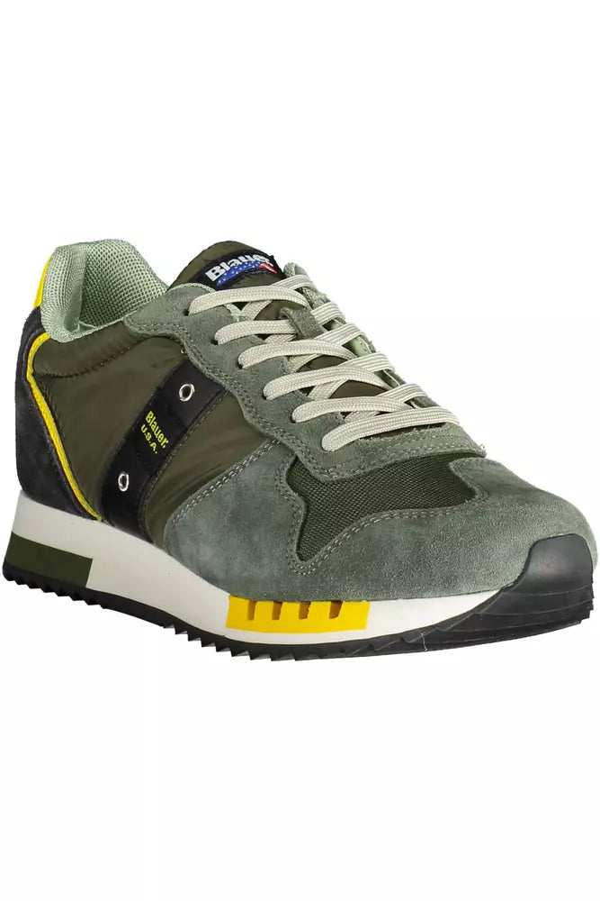 Blauer Green Lace-Up Sports Sneaker με λογότυπο