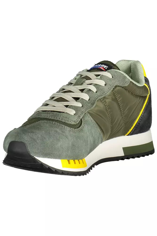 Blauer Green Lace-Up Sports Sneaker με λογότυπο