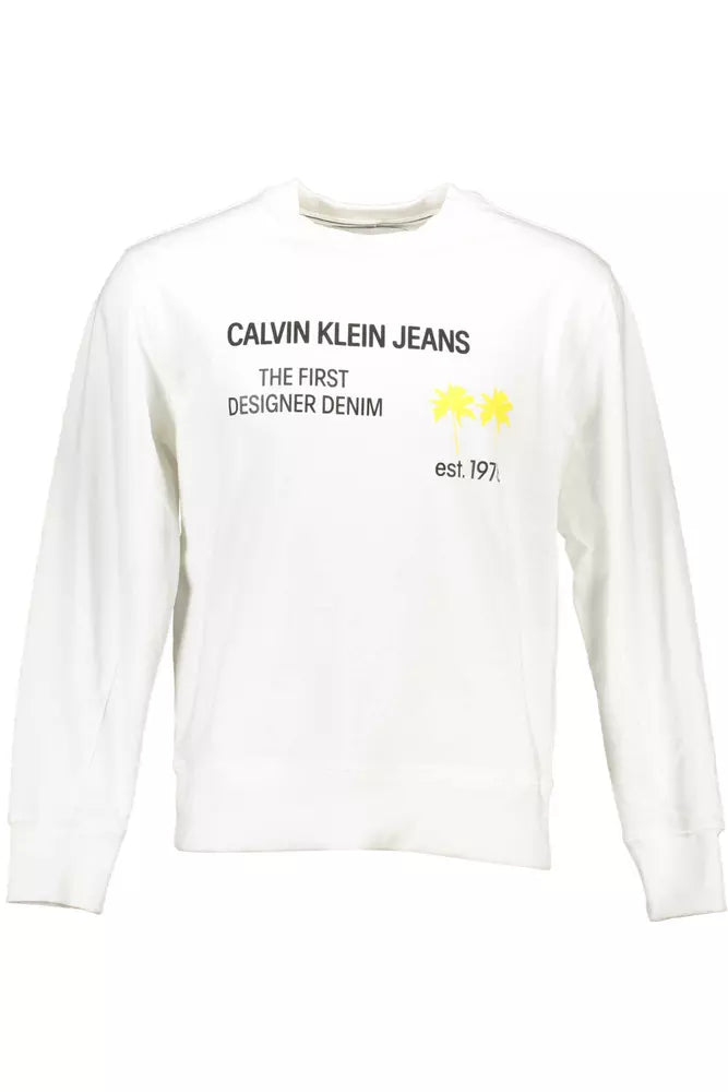 Calvin Klein Λευκό Βαμβακερό Ανδρικό Πουλόβερ