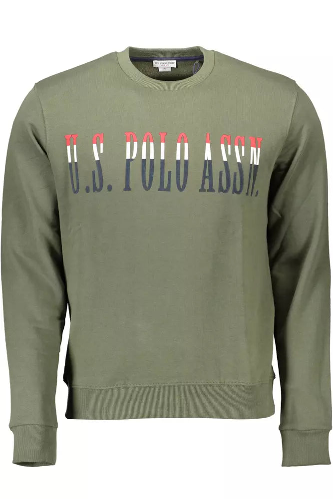 US POLO ASSN. Chic Green Cotton Crew Neck πουλόβερ