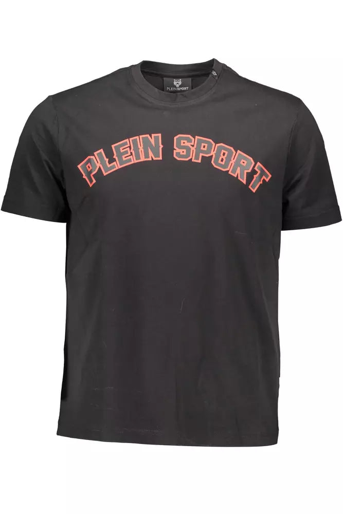 <tc>Plein Sport</tc> Sleek μαύρο βαμβακερό μπλουζάκι με εικονικές στάμπες