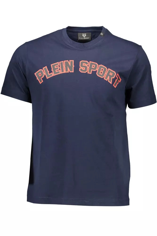 <tc>Plein Sport</tc> Sleek Blue Crew Tee λαιμού με στάμπες σε αντίθεση