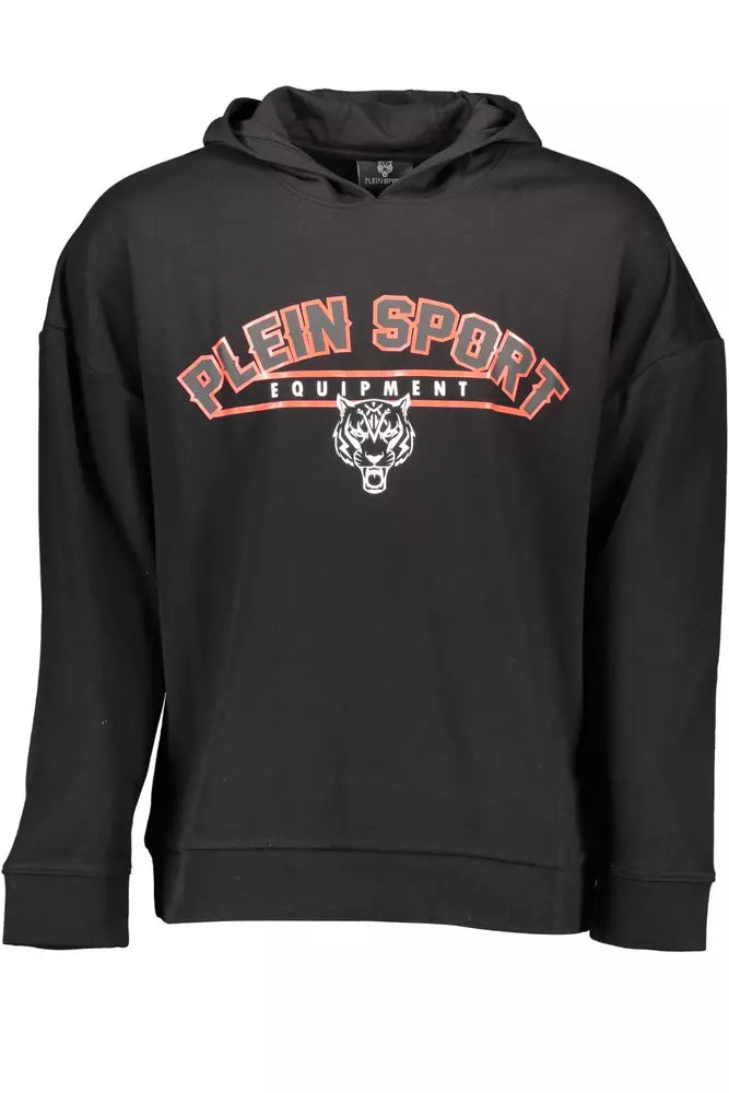 <tc>Plein Sport</tc> Sleek Μαύρη Φούτερ με κουκούλα με στάμπα λεπτομέρειας