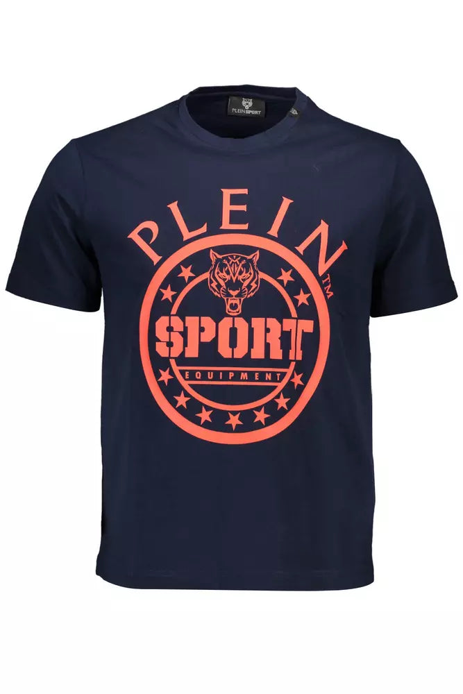 Μπλουζάκι <tc>Plein Sport</tc> Elevated Μπλε βαμβακερό με υπογραφή λεπτομέρειες