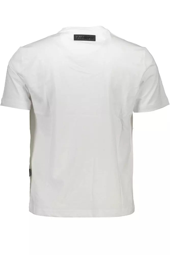 <tc>Plein Sport</tc> Sleek White Crew Tee λαιμόκοψης με αντιθέσεις