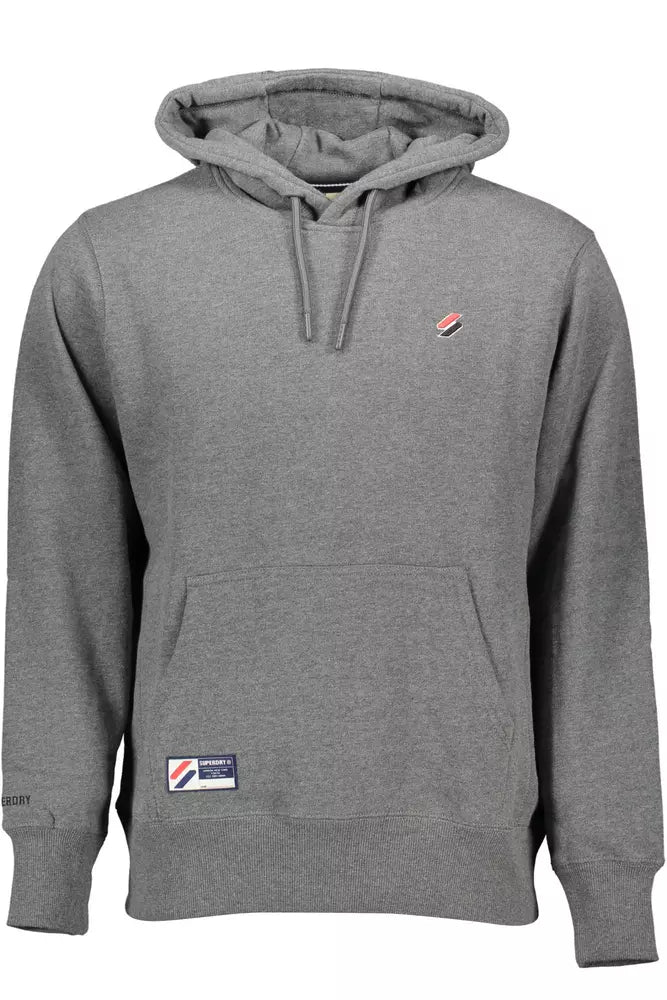 Superdry Chic Gray Hooded Sweatshirt with Embroidery Detail