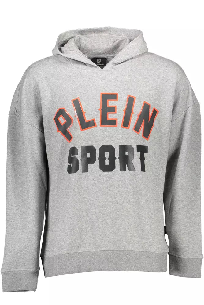 <tc>Plein Sport</tc> Sleek γκρι φούτερ με κουκούλα με έντονες αντιθέσεις