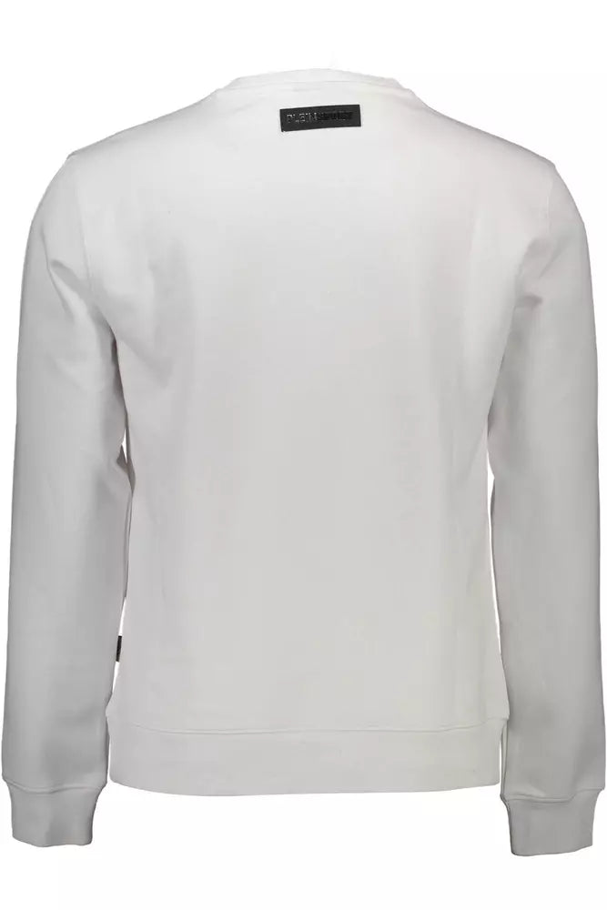 Plein Sport Sleek White Graphic Sweatshirt for Men