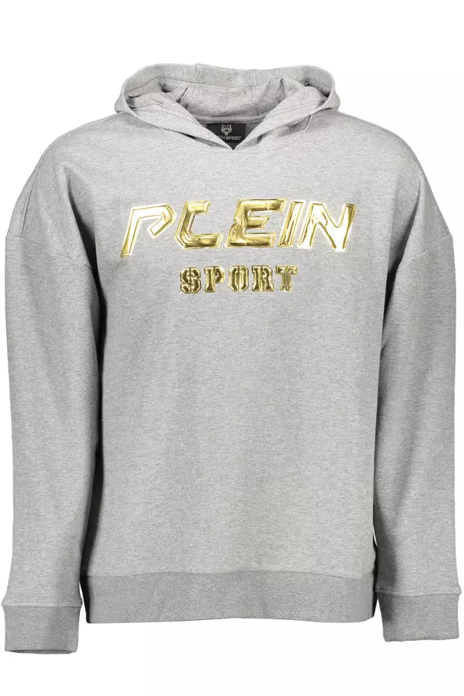 <tc>Plein Sport</tc> Sleek γκρι φούτερ με κουκούλα με λεπτομέρειες σε αντίθεση