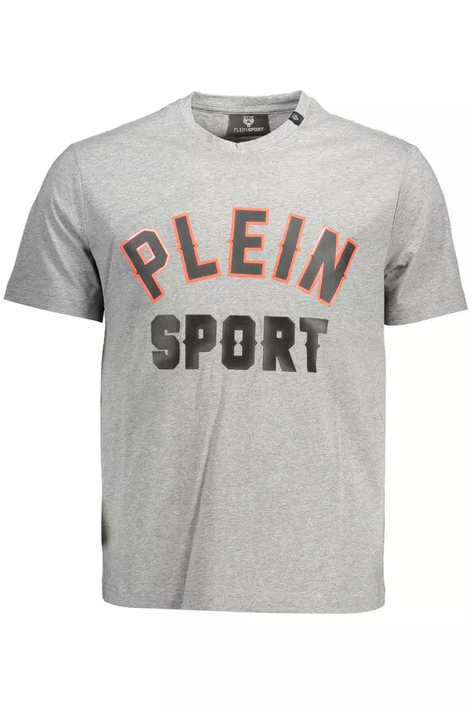 <tc>Plein Sport</tc> Sleek γκρι βαμβακερό μπλουζάκι με έντονες λεπτομέρειες