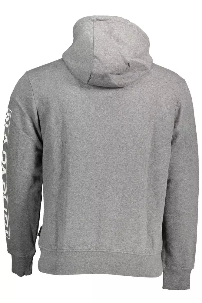 Napapijri Chic Gray Hooded Cotton Blend Sweatshirt