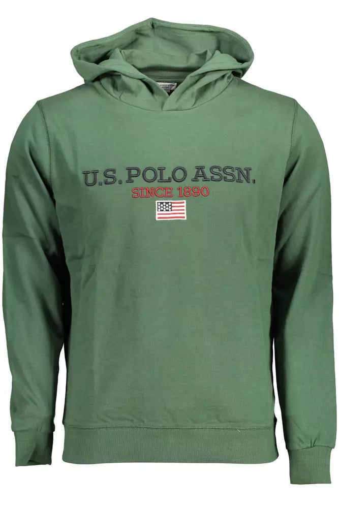 US POLO ASSN. Πράσινο βαμβακερό φούτερ με λογότυπο με αντίθεση