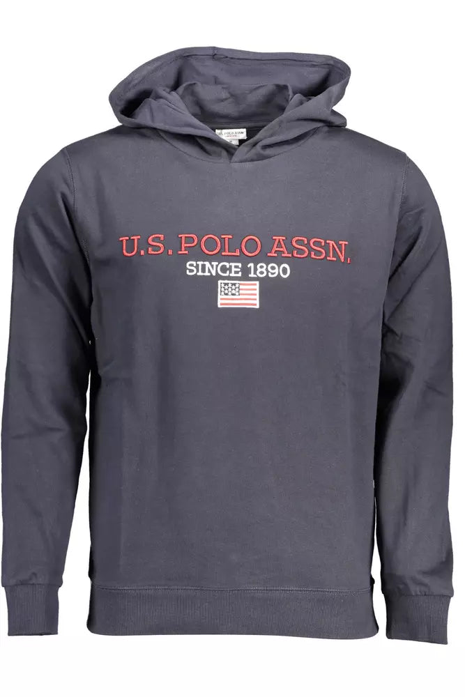 US POLO ASSN. Μπλε βαμβακερή κουκούλα με λεπτομέρεια αντίθεσης