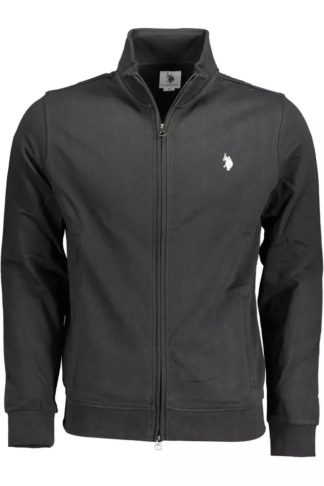 U.S. POLO ASSN. Sleek Black Cotton Zip Sweater