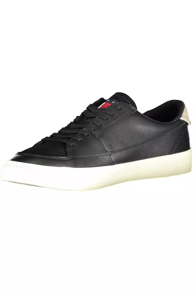 Tommy Hilfiger Black Leather Men Sneaker