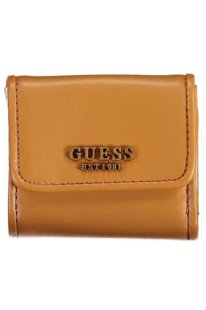 Guess Jeans Chic Brown Snap πορτοφόλι με λεπτομέρεια αντίθεσης