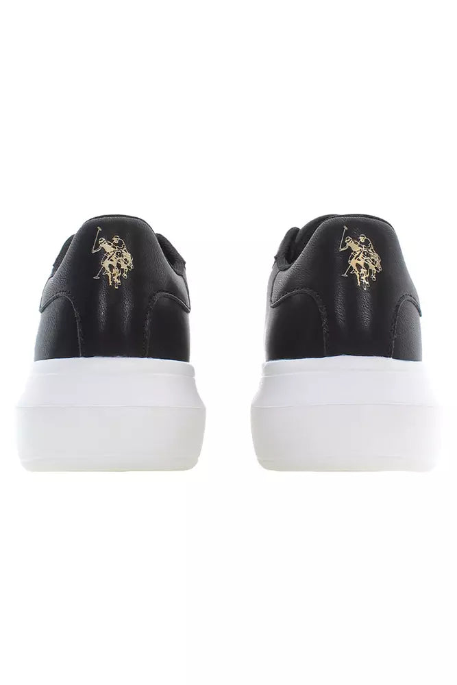 U.S. POLO ASSN. Chic Black Lace-Up Sneakers with Contrast Detailing