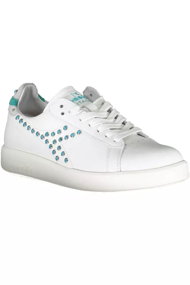 Diadora Chic White Lace-up Sneakers with Contrasting Accents