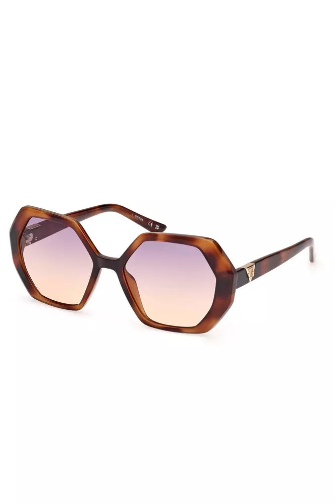 Γυαλιά ηλίου Guess Jeans Chic Hexagonal Brown Lens