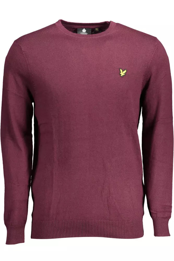 Κομψό πουλόβερ Lyle &amp; Scott μωβ με μείγμα βαμβακερού μαλλί