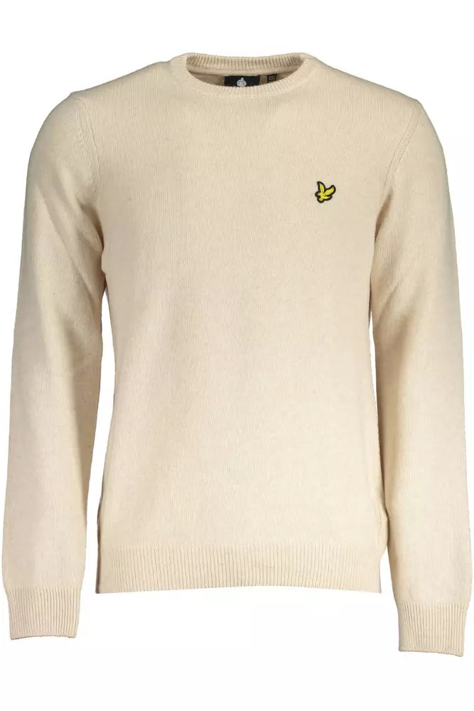 Πουλόβερ με στρογγυλή λαιμόκοψη Lyle &amp; Scott Beige Wool Blend