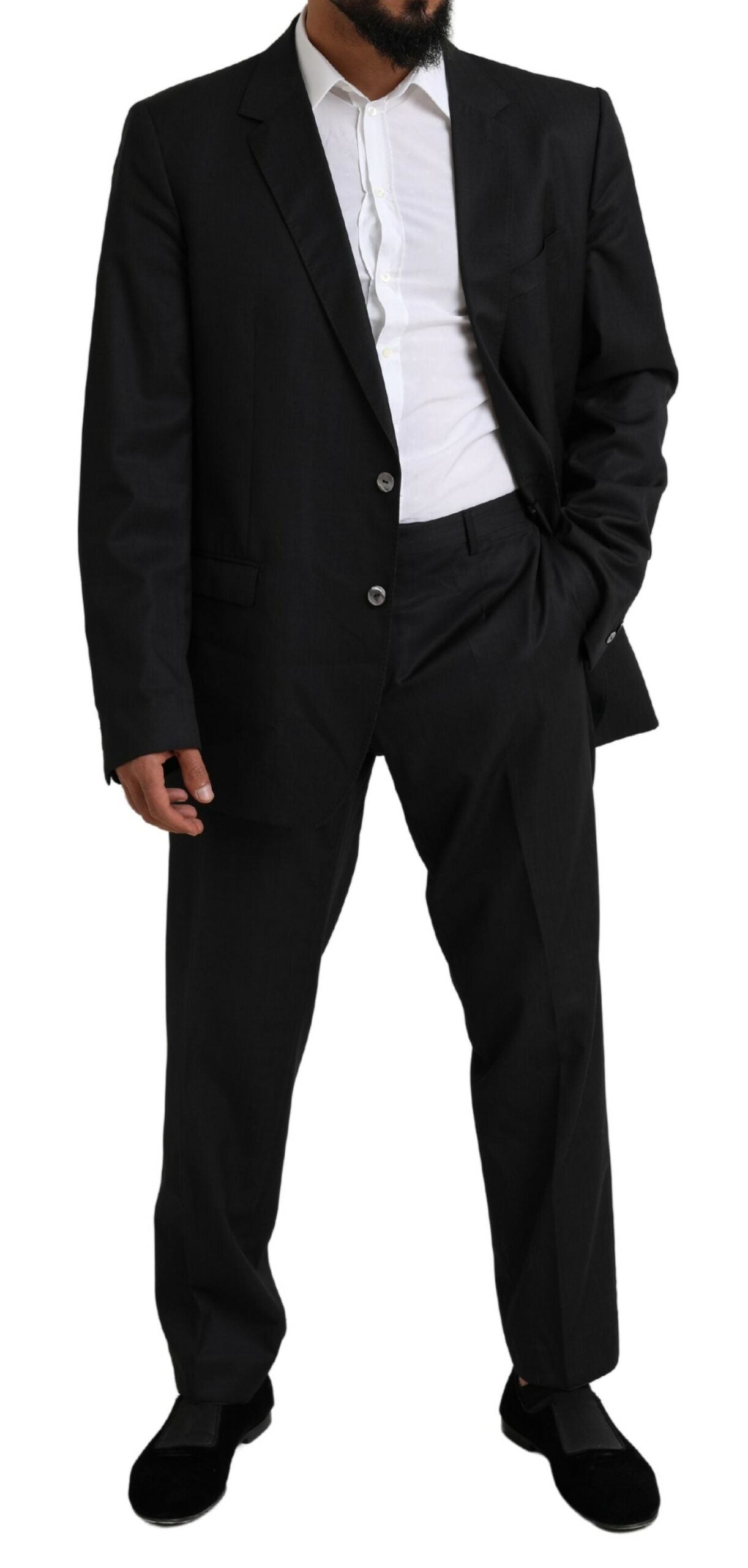 Dolce & Gabbana Elegant Black Virgin Wool Martini Suit