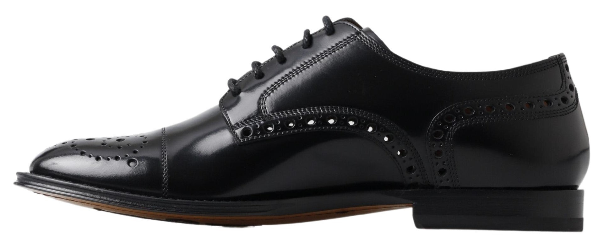 Dolce &amp; Gabbana Κομψά μαύρα δερμάτινα παπούτσια Oxford Wingtip