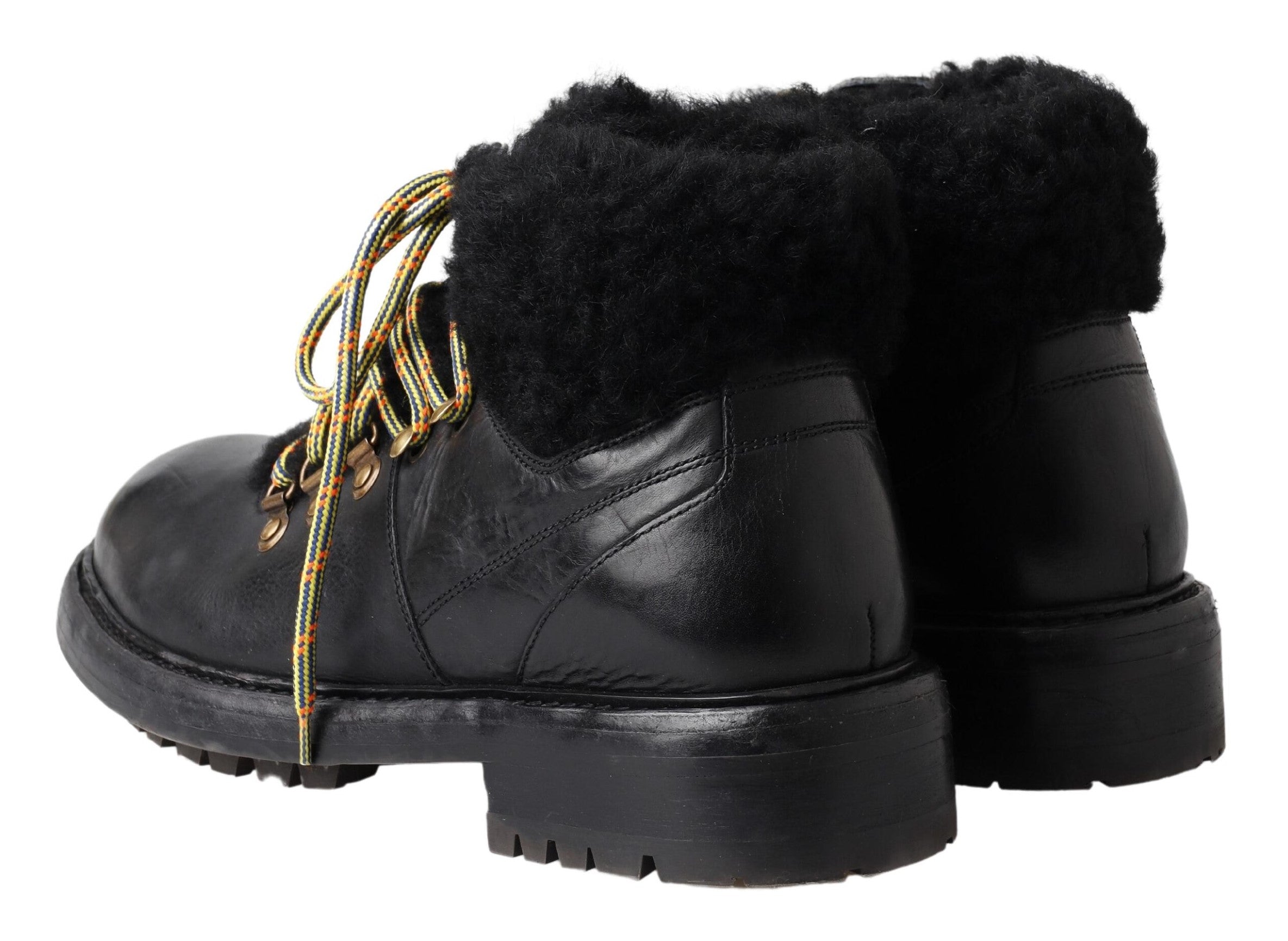 Κομψές δερμάτινες μπότες Dolce &amp; Gabbana Style Shearling