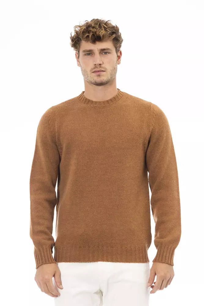 Ανδρικό πουλόβερ <tc>Alpha Studio</tc> Beige Alpaca Blend Crewnneck