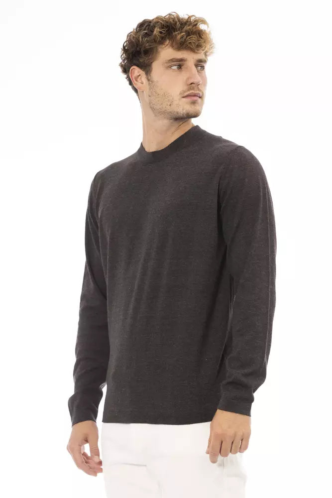 Alpha Studio Brown Cotton Men Sweater