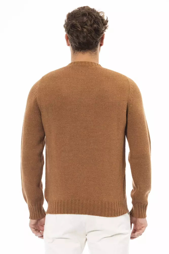 Ανδρικό πουλόβερ <tc>Alpha Studio</tc> Beige Alpaca Blend Crewnneck