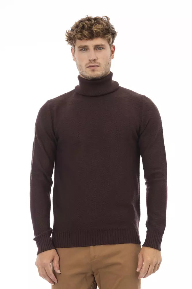 Πουλόβερ <tc>Alpha Studio</tc> Merino Wool Turtleneck - Κομψό καφέ