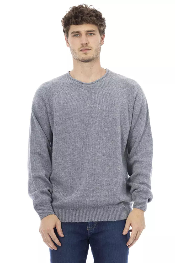 Πουλόβερ <tc>Alpha Studio</tc> Light Blue Casual Elegance Crewnneck