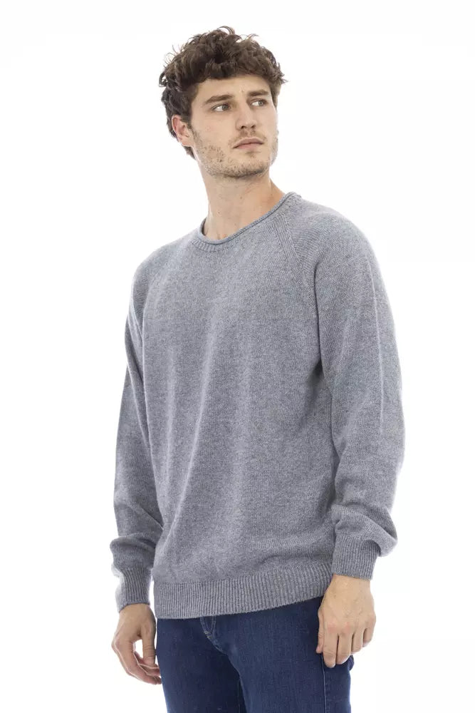 Πουλόβερ <tc>Alpha Studio</tc> Light Blue Casual Elegance Crewnneck