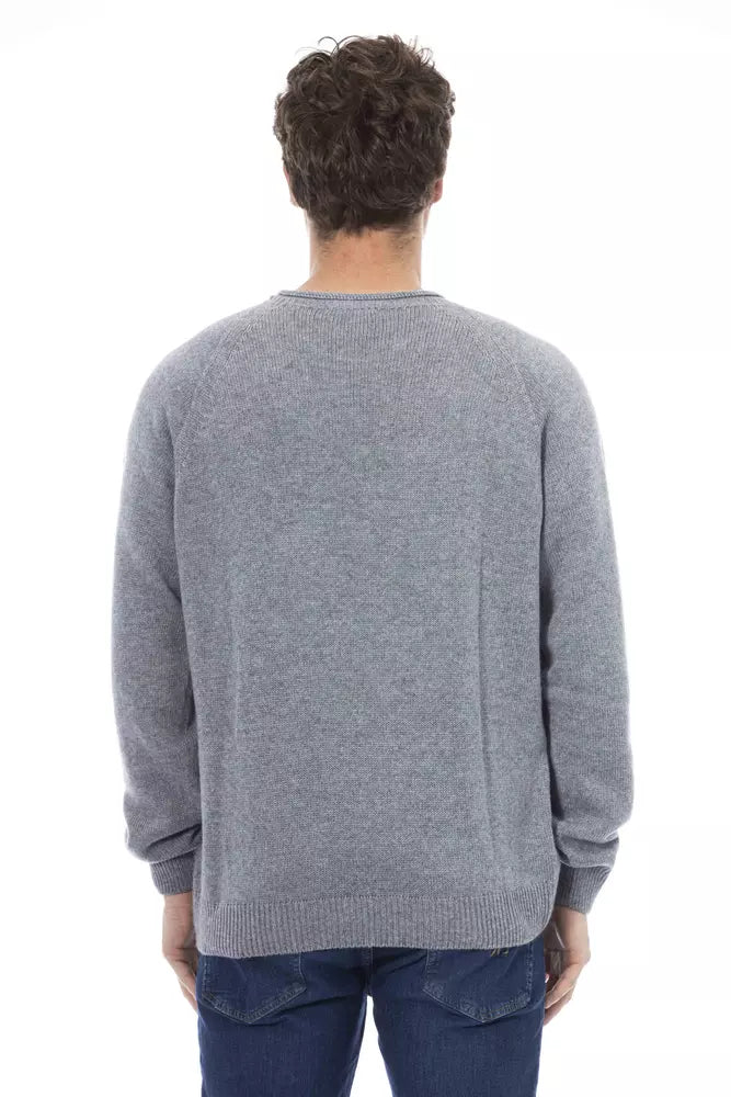 Πουλόβερ <tc>Alpha Studio</tc> Light Blue Casual Elegance Crewnneck