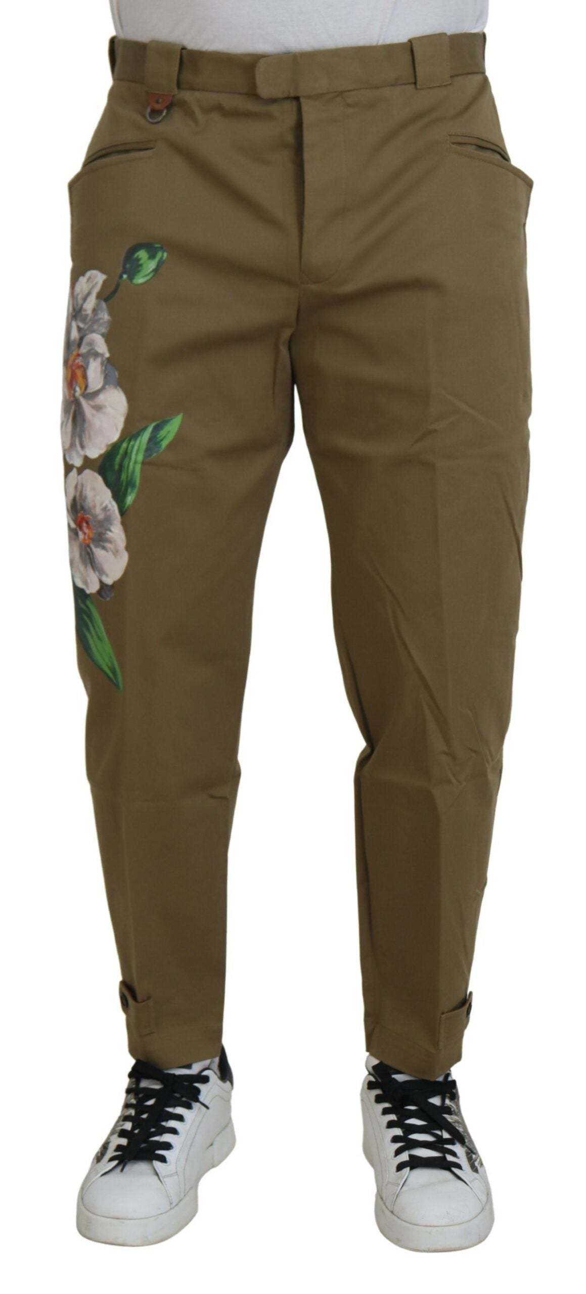 Dolce &amp; Gabbana Exquisite floral μπεζ παντελόνι Chino