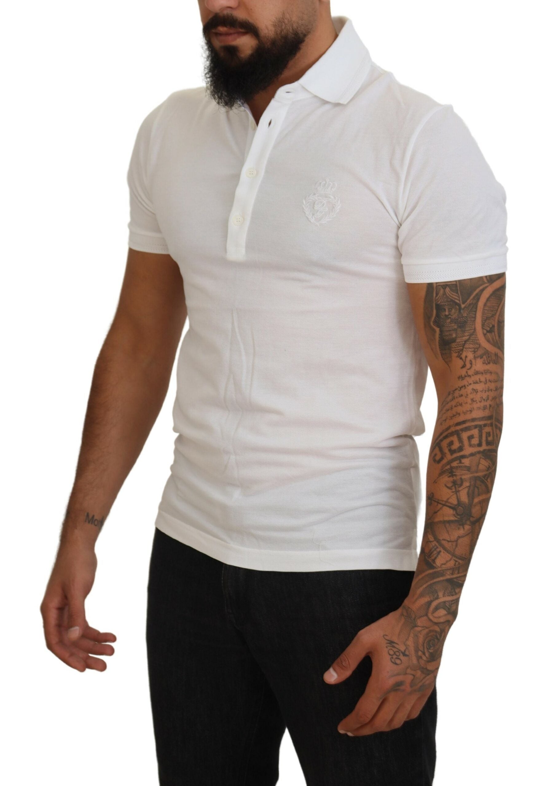 Dolce &amp; Gabbana Elegant White Cotton Blend Polo